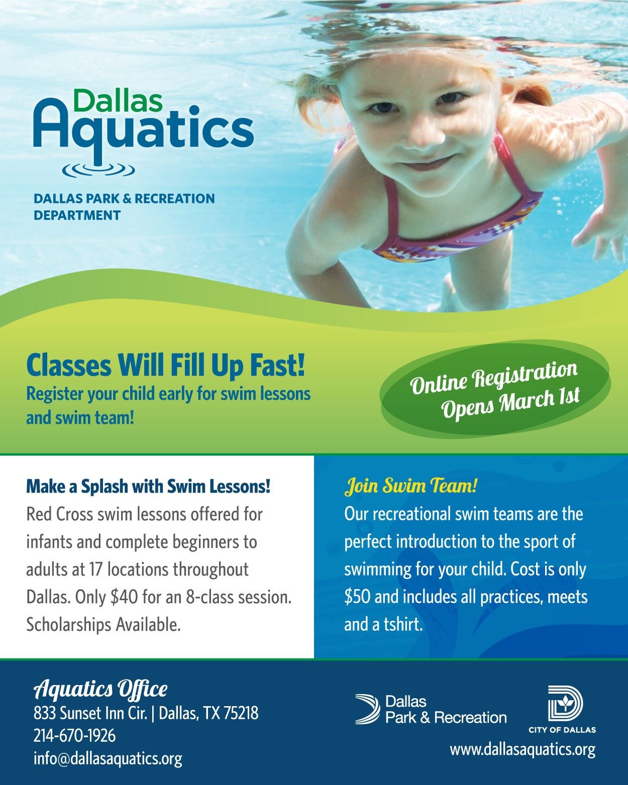 swim lesson registration flyer